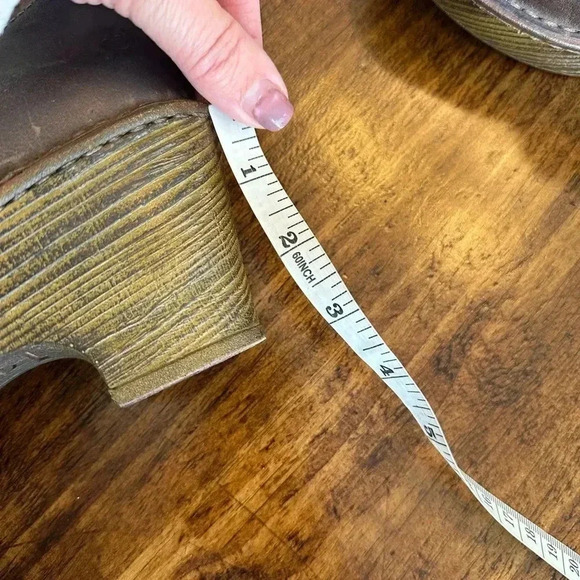 Born | “Skathi” Brown Distressed Leather Heeled Clogs with Braided Band - Picture 10 of 10